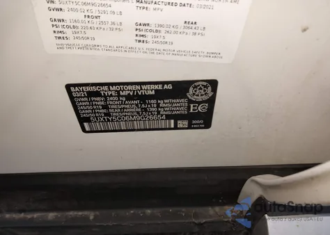 2021 BMW X3 xDrive30I z USA, uszkodzony, nr VIN 5UXTY5C06M9G26654